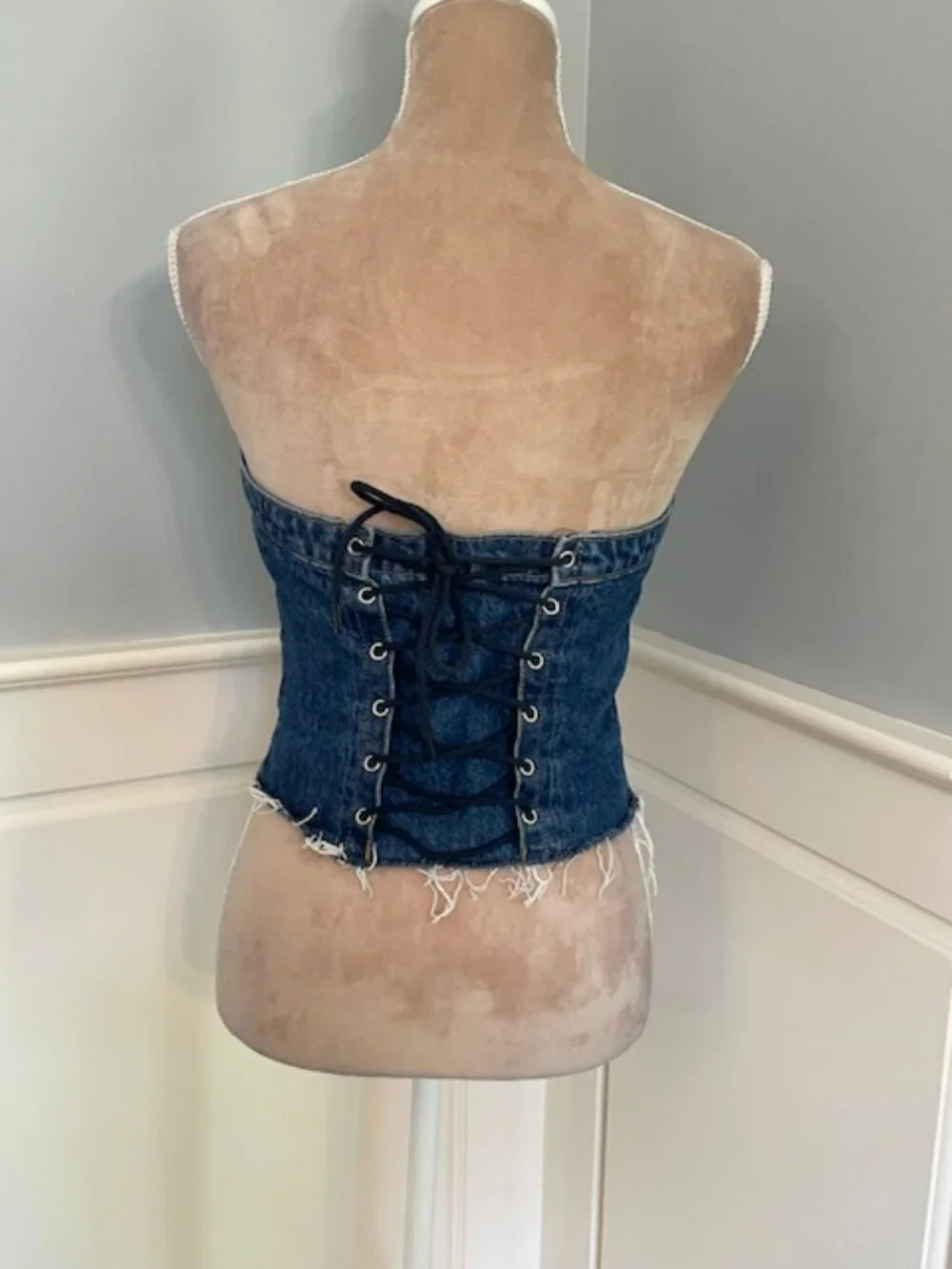 Levi's X Free People Denim Lace Up Corset Bustier Tank Top Small - Picture 6 of 10
